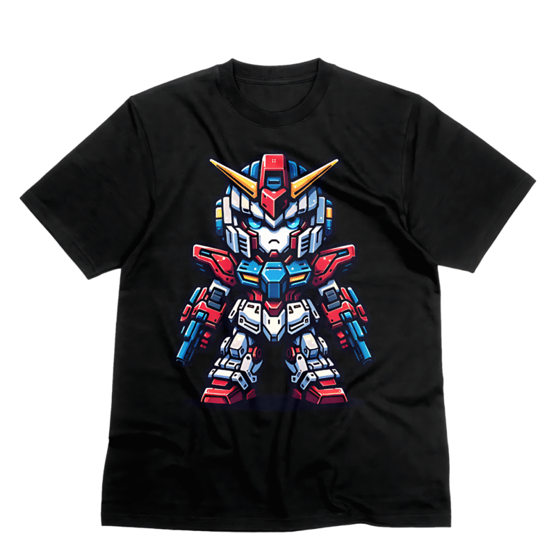 A tee shirt with an image of a carton robo fighter